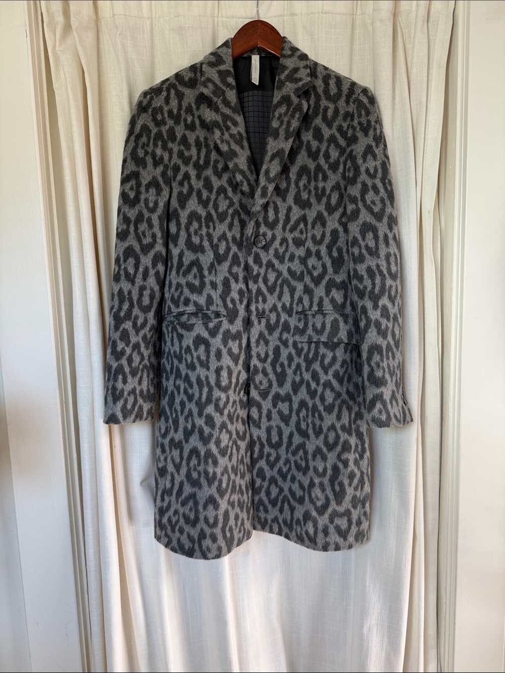 Zara Grey Leopard Print Pea Coat